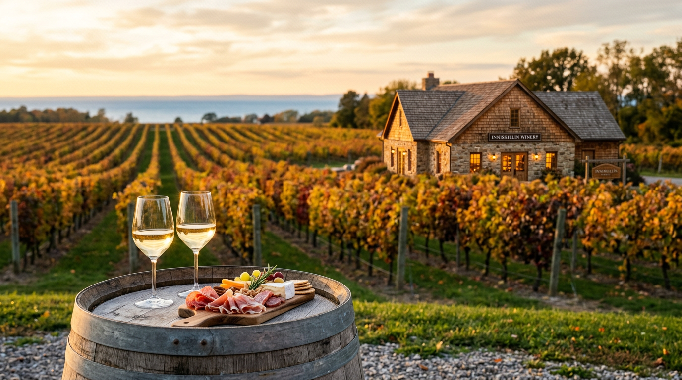Niagara-on-the-Lake vineyard rows and winery landscape